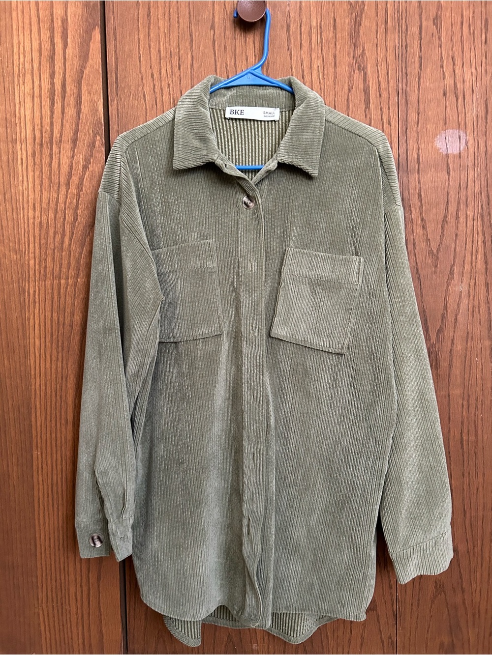 BKE Olive Green Corduroy Shacket